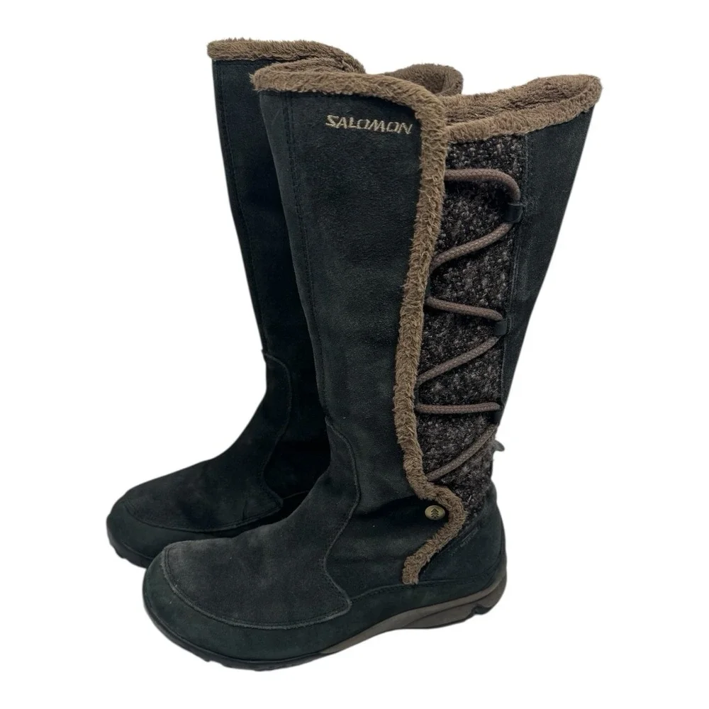 Salomon🔥Emmy 🤑Suede Fur Winter  Insulated Snow Boots Cottagecore‎ Y2K  Fit 6.5
